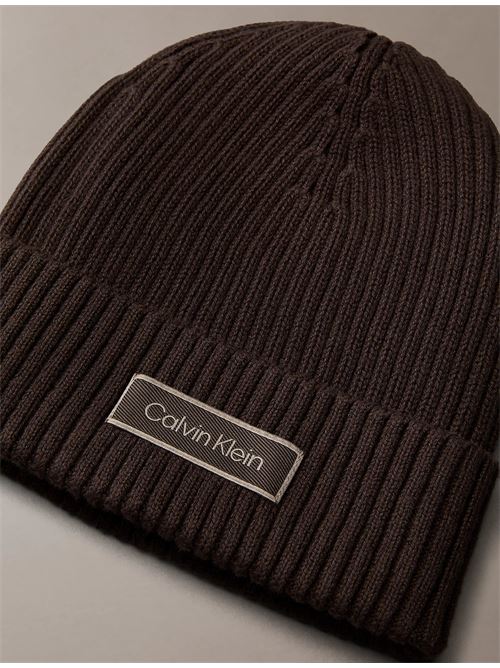patch chunky rib cotton beanie CALVIN KLEIN | LV04D8053GBAL